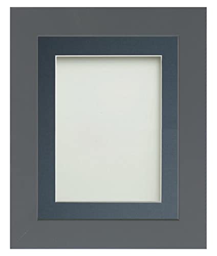 Frame Company Watson Grey Picture Photo Frame fitted with Perspex, 24x20 inch with Blue Mount for image size 20x16 inch