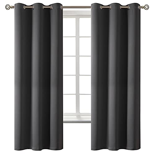 BGment Dark Grey Blackout Curtains for Bedroom 63 Inch Long 2 Panels Set, Shading Room Darkening Sunlight Blocking Thermal Insulated Grommet Window Drapes, Each Panel 42 Inch
