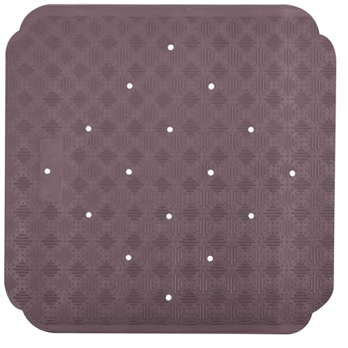 Spirella Ruby Shower Mat, Antibacterial Non-Slip with Suction Cups, Plum, Approx. 53 x 53 cm, Natural Rubber