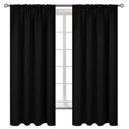 BGment Rod Pocket Blackout Curtains for Bedroom - Thermal Insulated Drapes Room Darkening Privacy for Living Room Windows, 52 x 63 Inch, 2 Panels, Black