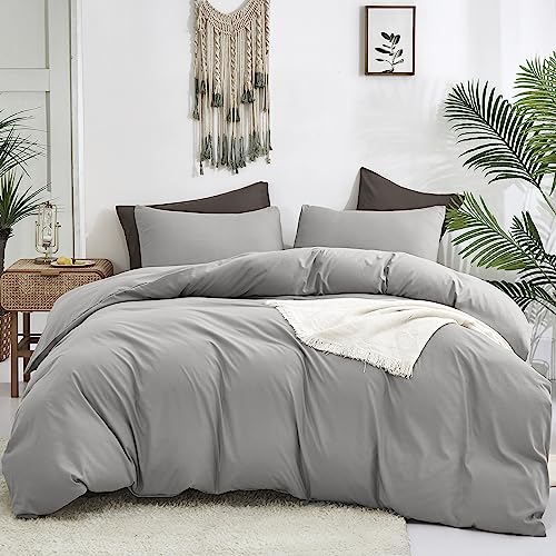 Cottonight Silver Grey Comforter Sets Queen Light Grey Bedding Comforter Set Plain Gray Blanket Quilts Soft Breathable Modern Silver Gray Bedding Set for Women Men Adults Teens