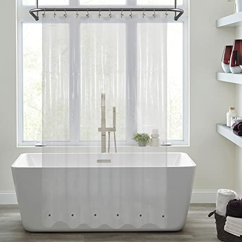 Mrs Awesome Clear Shower Curtain Liner with 6 Magnets, Waterproof PEVA Plastic Shower Curtain for Bathroom Standard Size 72 Inch, Clear