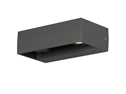 Konstsmide Outdoor Wall Light Mains Powered/Monza Adjustable Modern Wall Lamp/2 x 6 Watt High Power LEDs/Clear Glass Lens/Aluminium/Outside Light Anthracite
