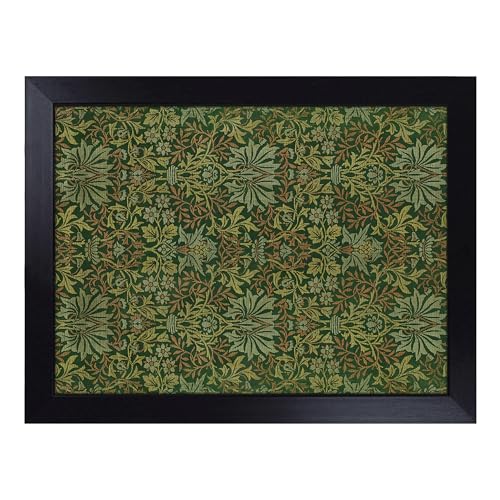 Lap Tray with Bean Bag Cushion, Flower Garden Print By William Morris - Handmade in the UK, Raised Wooden Edge, Padded Cushion, Heat-Resistant Wipe-Clean Surface, for Meals, Laptops and Crafts