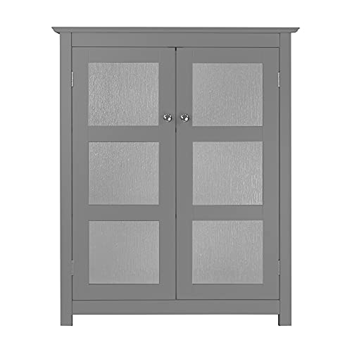 VERSANORA Teamson Home Bathroom Connor Free Standing Cabinet with 2 Glass Doors Grey EHF-580G