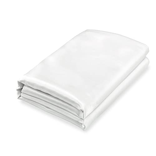 Homiest White Satin King Size Luxury Flat Sheet - Ultra Soft, Silky Bedding for King Mattress, Top Sheet Sold Separately