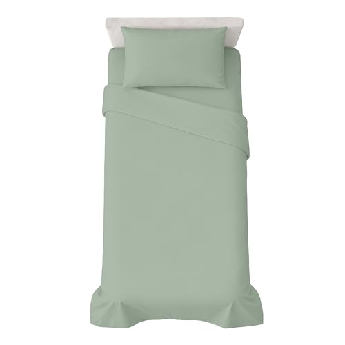 hermet 3-Piece Plain Single Bed Sheet Set, Fitted Sheet, Flat Sheet, Pillowcase 50 x 80 cm, 30 cm Corner, Soft Microfibre, Oekotex Certified, No Iron
