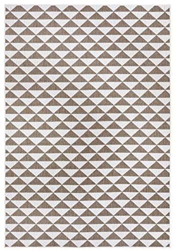 NORTHRUGS Indoor and Outdoor Rug Tahiti 80 x 150 cm - Reversible Rug Weatherproof Modern Design Geometric Pattern Runner for Balcony Patio Garden Conservatory Living Room Rug Waterproof Linen