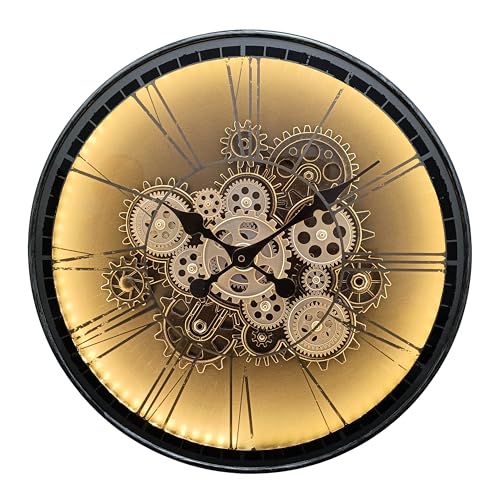Lesser & Pavey Cog Clocks LED Cog Clock Light Up Silver 51cm - Large Light Up Wall Clock for Living Room Bedroom Kitchen - LED with Modern Mantel & Desk