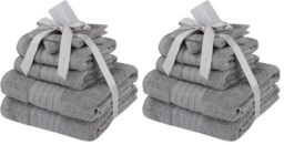 Brentfords Bath Bale, Towel Set, Cotton, Grey, 6 Piece (Pack of 2)
