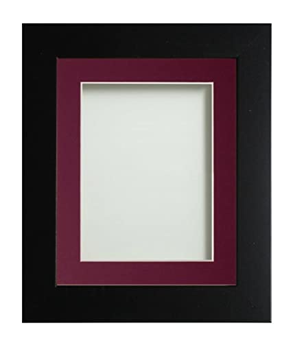 Frame Company Watson Matte Black Picture Photo Frame fitted with Perspex, 9x7 inch with Plum Mount for image size 8x6 inch