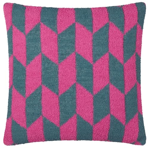 furn. Olsen Polyester Filled Cushion – Geometric Soft Feather Yarn Retro Decorative Pillow (Retro Pink – 45x45cm)