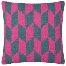 furn. Olsen Polyester Filled Cushion – Geometric Soft Feather Yarn Retro Decorative Pillow (Retro Pink – 45x45cm)