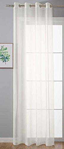 Gardinenbox 20332-cn Transparent Eyelet Curtain with Eyelets for Living Room, 100% Polyester, Cream 245 x 140 cm