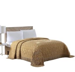 Beatrice Home Fashions Medallion Chenille Bedspread, Twin, Gold