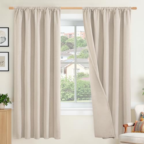 BGment Linen Blackout Curtains 72 Inch Length for Bedroom Windows, Room Darkening Drapes Textured Light Blocking for Living Room with Rod Pocket Thermal Insulated, 2 Panels Set, Each 52 Inch Wide