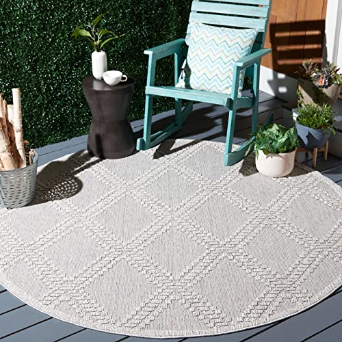 SAFAVIEH Geometric Rug for Living Room, Dining Room, Bedroom - Global Collection, Short Pile, in Grey and Light Grey, 160 X 160 cm