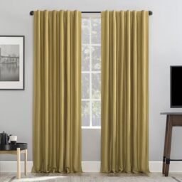 "Sun Zero Greyson Faux Dupioni Silk Thermal Extreme Total Blackout Back Tab Curtain Panel, 50"" x 84"", Gold"
