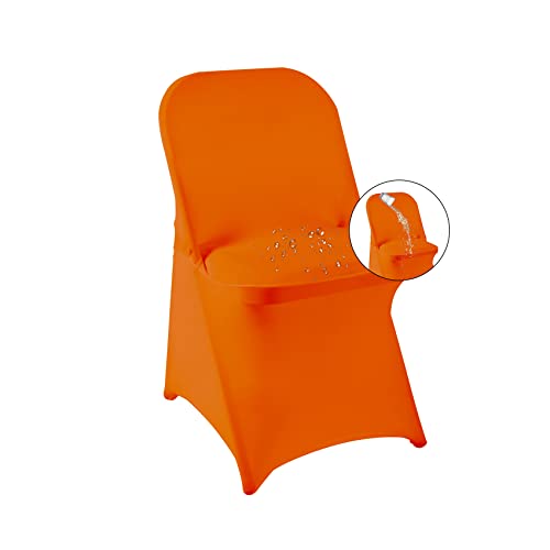 magalo 12 Pack Orange Spandex Folding Waterproof Chair Cover, Stretch Chair Cover Protector for Wedding, Party, Dining Banquet and Other Special Events