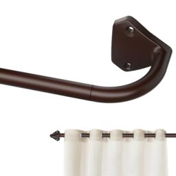 GXOACKJ Brown Curtain Rods for Windows 28 to 48 inch, 5/8 inch Adjustable Wrap Around Blackout Curtain Rods for Bedroom & Outdoor