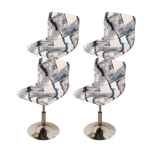 FUANGUI Bar Stool Covers Set of 4, Stretch Bar Stool Chair Cover Slipcovers, Floral Print Counter Stool Bar Chair Covers for Kitchen Pub Dining Room (Geometric Grey)