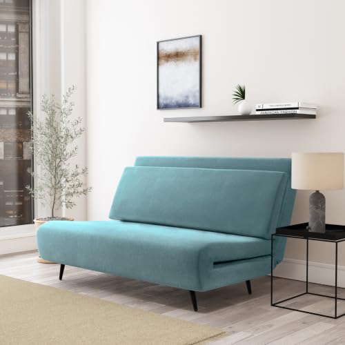 Dorel Home Mallory Convertible Sofa Bed Petrol Linen, 87 x 140 x 94cm (H x D x W)