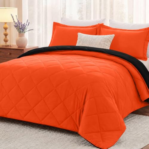 "downluxe Full Comforter Set - Flame and Black Full Comforter, Soft Bedding Sets for All Seasons -2 Pieces - 1 Comforter (66""x92"") and 1 Pillow Sham(20""x26"")"