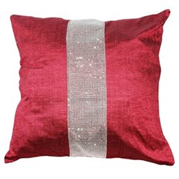 Emma Barclay Eclat - Diamante Panel Velvet Cushion Cover in Red - 17x17 (43x43cm)