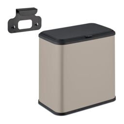 Relaxdays Hanging Rubbish Bin, 5L, Waste Container for Cupboard, Kitchen & Bathroom, Metal & Plastic, Rectangular, Beige