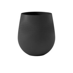 Villeroy & Boch Collier Noir Vase Carré No. 1, 20.5x20.5x22.5 cm, Premium Porcelain, Black
