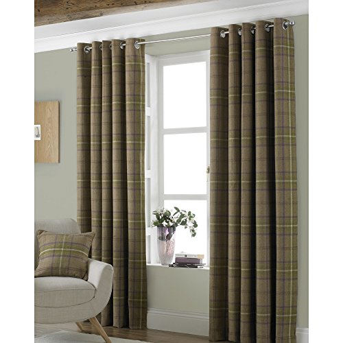 Riva Paoletti Aviemore Eyelet Curtains, Brown, 90 X 90 (229 X 229 CM), Polyester, Thistle
