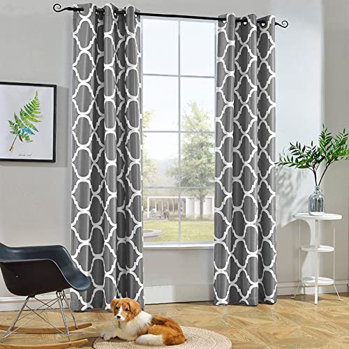 Melodieux Moroccan Fashion Room Darkening Blackout Grommet Curtain for Living Room/Bedroom, 42 by 96 Inch, Grey (1 Panel)