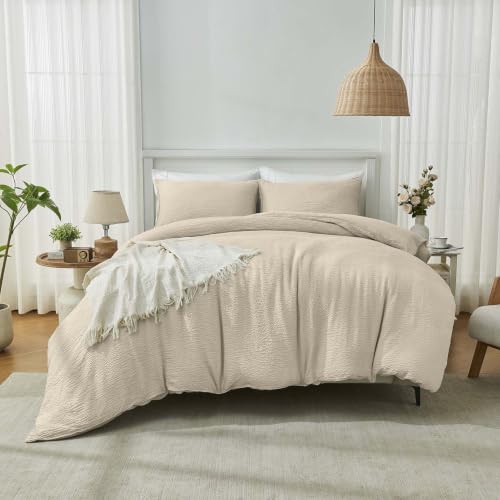 GC GAVENO CAVAILIA Microfiber Duvet Cover Double & Pillowcases - Natural - Breathable Bedding & Quilt Set - Extra Soft 100% Polyester Comforter Set - 200x200 cm