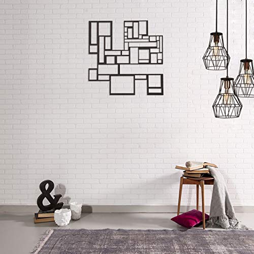Homemania Wall Decoration, Steel, Black, 50 x 0.15 x 50 cm