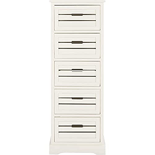 SAFAVIEH Contemporary Wooden Storage Chest with 5 Drawers, in Antique and Cream, 30 X 40 X 120