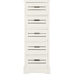 SAFAVIEH Contemporary Wooden Storage Chest with 5 Drawers, in Antique and Cream, 30 X 40 X 120