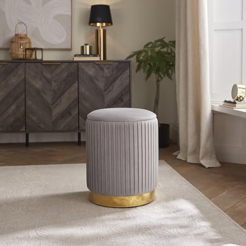 Esme Pleated Storage Stool Grey