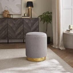 Esme Pleated Storage Stool Grey