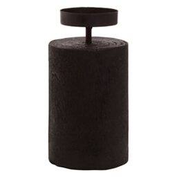 Premier Housewares/Large Candle Holder/Wooden Tea Light Candle Holders/Black Tealight Holders/Modern Wooden Candle Holder/Minimalist Candlestick Holders / W8 x D8 x H16cm