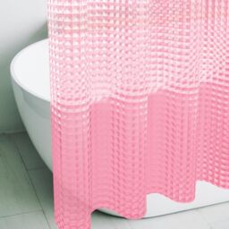 Eazzier Bath Blush Pink 3D Crystal Plastic Shower Curtain Liner, 72x72 Inch Thin Lightweight Plastic Bathroom Shower Showroom Inner Curtain with Rustproof Metal Grommet Holes and Weighted Magnets