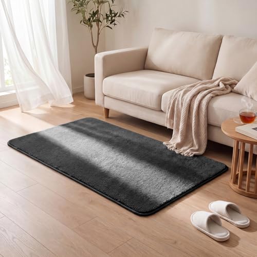 VOUNOT® Fluffy Rugs for Living Room and Bedroom, Soft Shaggy Floor Carpets with Non Slip Backing & Extra Underlay, Machine Washable, Large Area Rug, Modern & Cosy Home Decor, 80x150cm, Anthracite