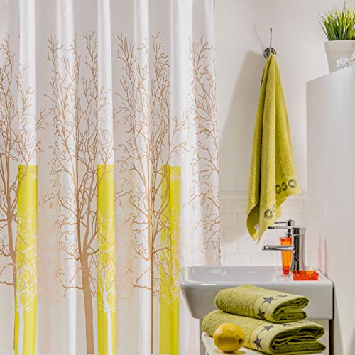 Sancarlos Trees Shower Curtain, Polyester, Yellow, One Size