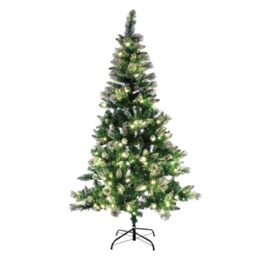 The Christmas Workshop 70809 6ft Pre-Lit Snow Tipped LED Christmas Tree - Artificial Indoor Decoration - 560 Hanging Spaces & 180 LEDs - 8 Separate Light Functions - Includes Folding Metal Stand
