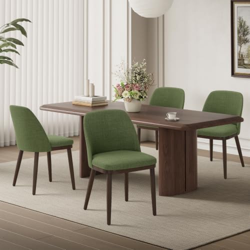 MALOL Thick Wood-base Dining Chairs Set of 4, Upholstered Kitchen Chairs with Solid Wood Legs and Thick Seat Cushion, Modern Dining Room Chairs for Kitchen Dining Room Restaurant, Green