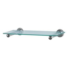 Spirella Sydney Wall Glass Shelf for Bathroom 40 cm Glass and Stainless Steel for Gluing and Drilling