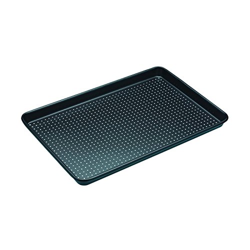 MC Cookie Sheet - Crusty Bake 38cm - NS Carbon Steel - Perforated aerating holes circulate hot air to prevent soggy bottoms, making it ideal for busy commercial kitchens.