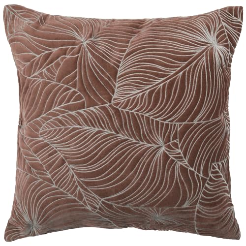 Voyage Maison Taro Cushion Cover – Luxury Embroidered Leaf Velvet Decorative Case (Persimmon - 50x50cm)
