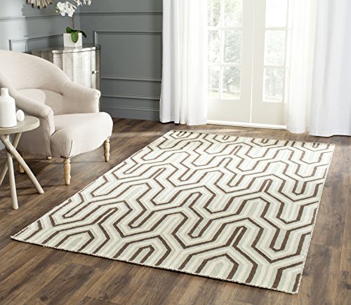 Safavieh Contemporary Indoor Flatweave Rectangle Area Rug, Dhurrie Collection, DHU622, in Grey / Multi, 122 X 183 cm for Living Room, Bedroom or Any Indoor Space