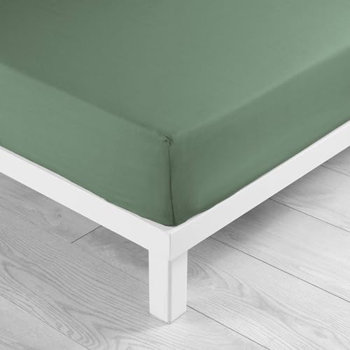 douceur d'intérieur, Fitted Sheet (140 x 190 cm) Lina Cedar, 100% Cotton