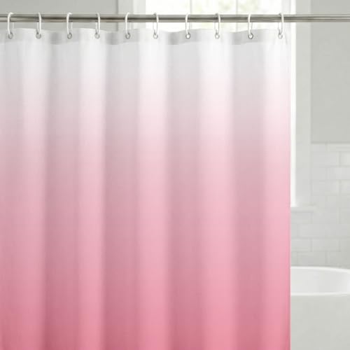 Americanflat 71x74 Pink Ombre Shower Curtain - Water-Resistant Long Shower Curtain with Durable Metal Grommets and 12 Hooks - 100% Polyester